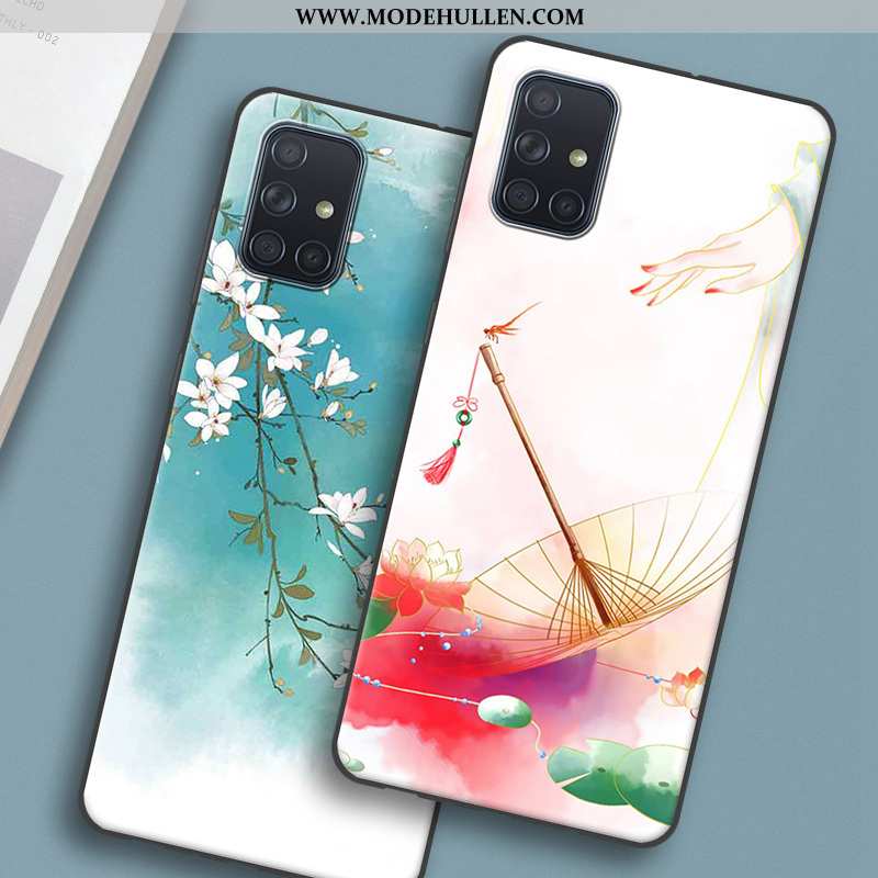 Hülle Samsung Galaxy A51 Retro Silikon Schutz Sterne Case Handy Rosa