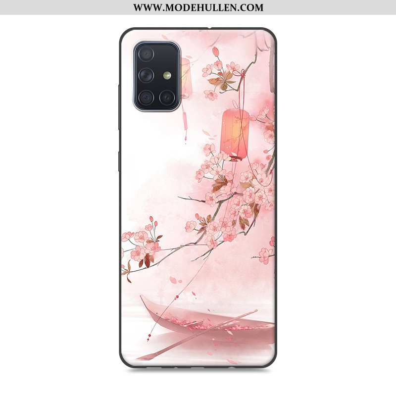 Hülle Samsung Galaxy A51 Retro Silikon Schutz Sterne Case Handy Rosa