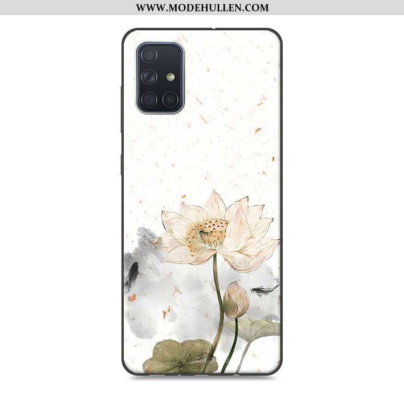 Hülle Samsung Galaxy A51 Retro Silikon Schutz Sterne Case Handy Rosa