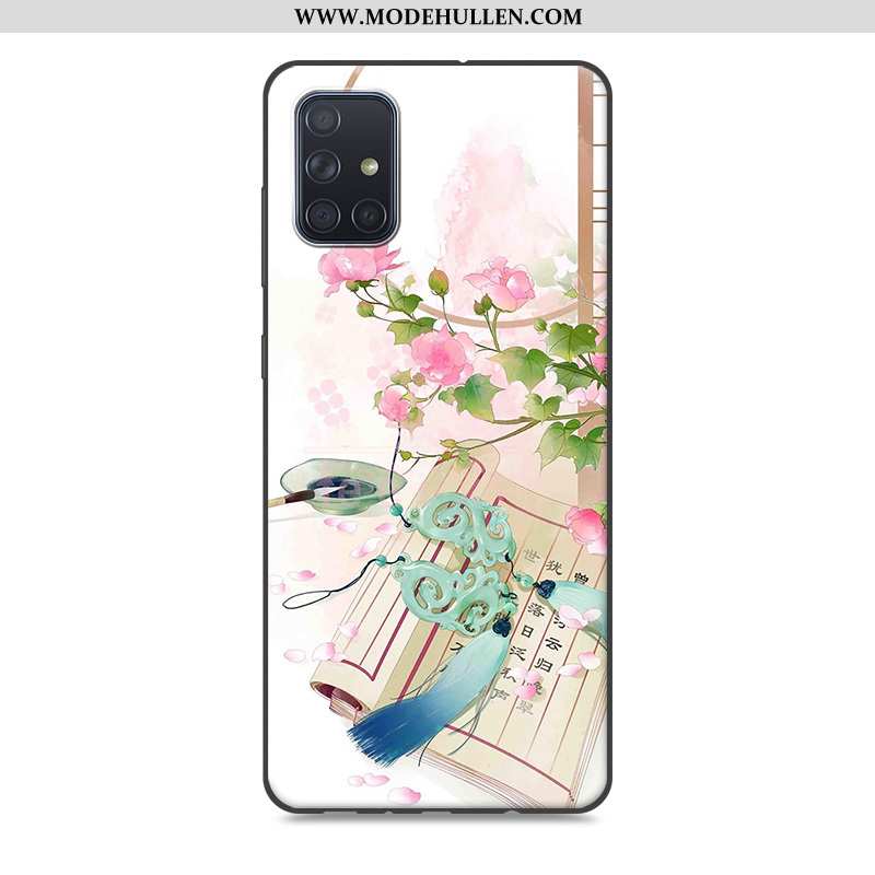 Hülle Samsung Galaxy A51 Retro Silikon Schutz Sterne Case Handy Rosa