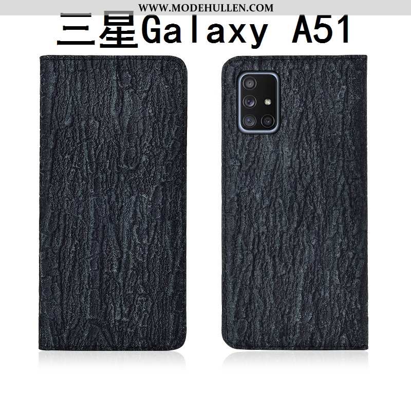 Hülle Samsung Galaxy A51 Silikon Schutz Lederhülle Handy Clamshell Neu Schwarz