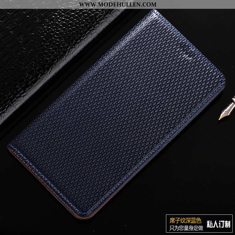 Hülle Samsung Galaxy A60 Lederhülle Echt Leder Sterne Muster Handy Case Braun