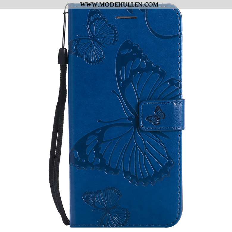 Hülle Samsung Galaxy A60 Lederhülle Schutz Handy Blumen Schmetterling Sterne Lila