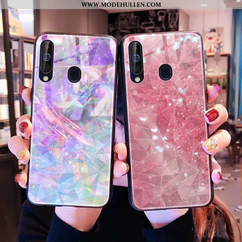 Hülle Samsung Galaxy A60 Muster Handy Netto Rot Rosa Bunt Diamantform