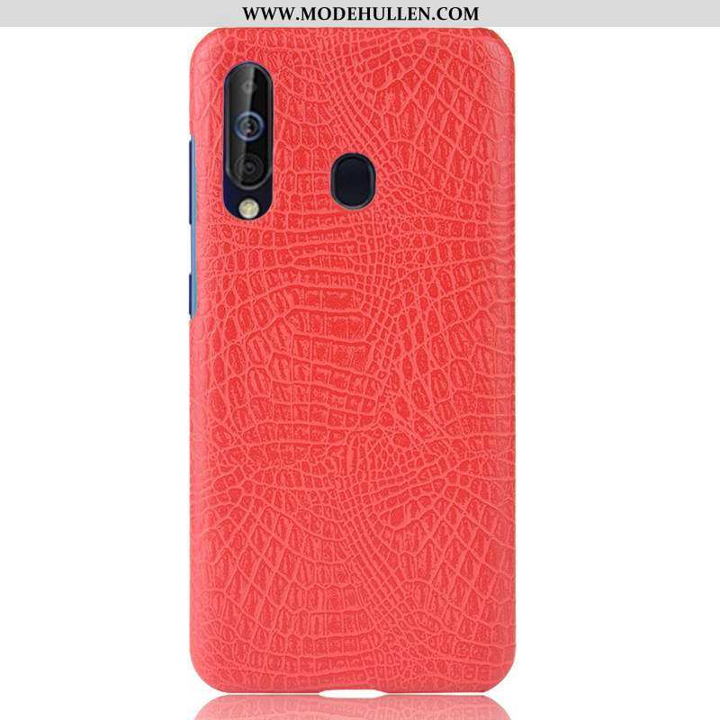 Hülle Samsung Galaxy A60 Persönlichkeit Muster Anti-sturz Krokodilmuster Rot Lederhülle Sterne Rote