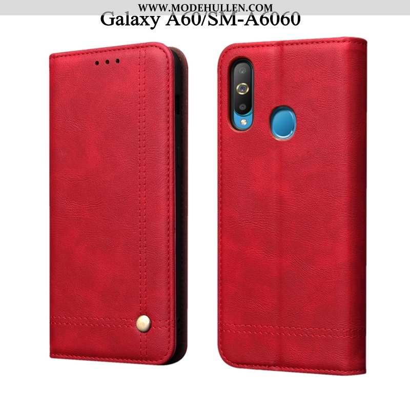 Hülle Samsung Galaxy A60 Schutz Lederhülle Anti-sturz Handy Sterne Weiche Schwarz