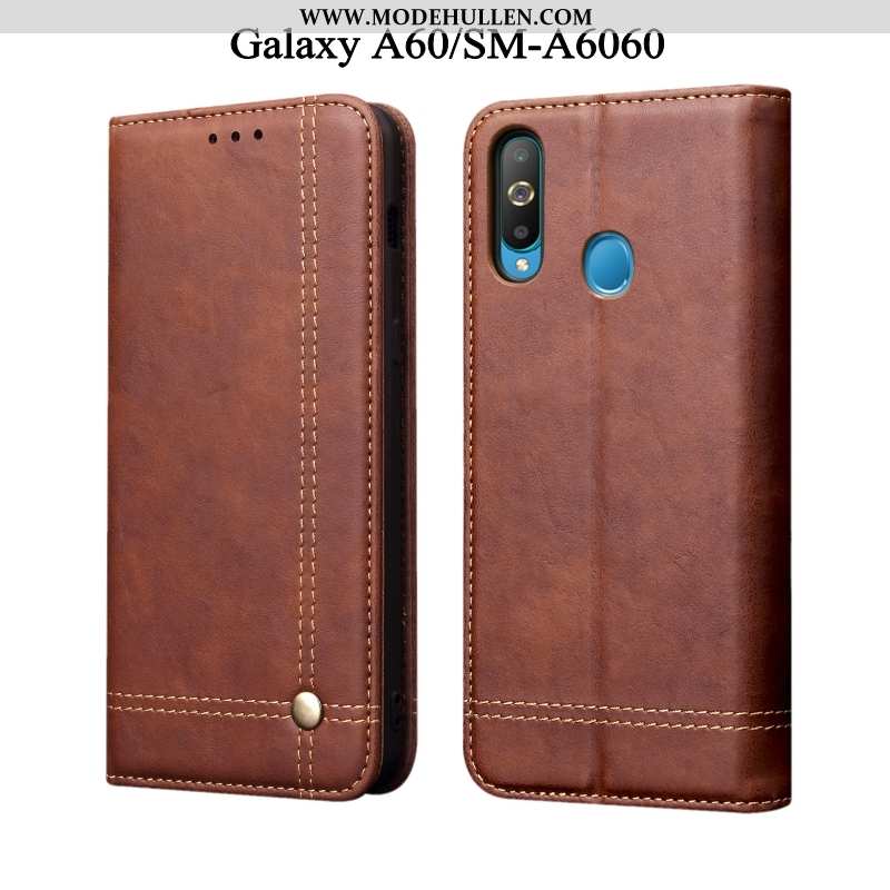 Hülle Samsung Galaxy A60 Schutz Lederhülle Anti-sturz Handy Sterne Weiche Schwarz