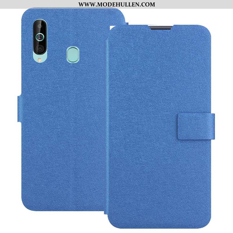 Hülle Samsung Galaxy A60 Schutz Lederhülle Case Magnetschließe Blau Folio
