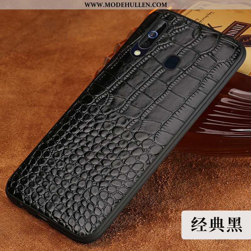 Hülle Samsung Galaxy A60 Schutz Lederhülle Muster Braun Anti-sturz Business Luxus