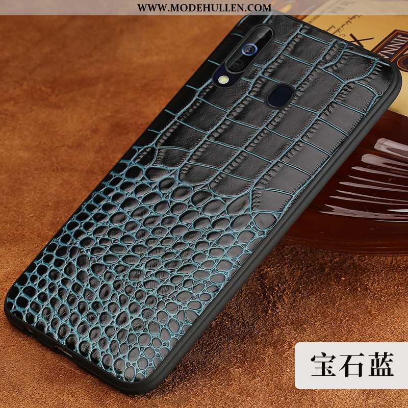 Hülle Samsung Galaxy A60 Schutz Lederhülle Muster Braun Anti-sturz Business Luxus
