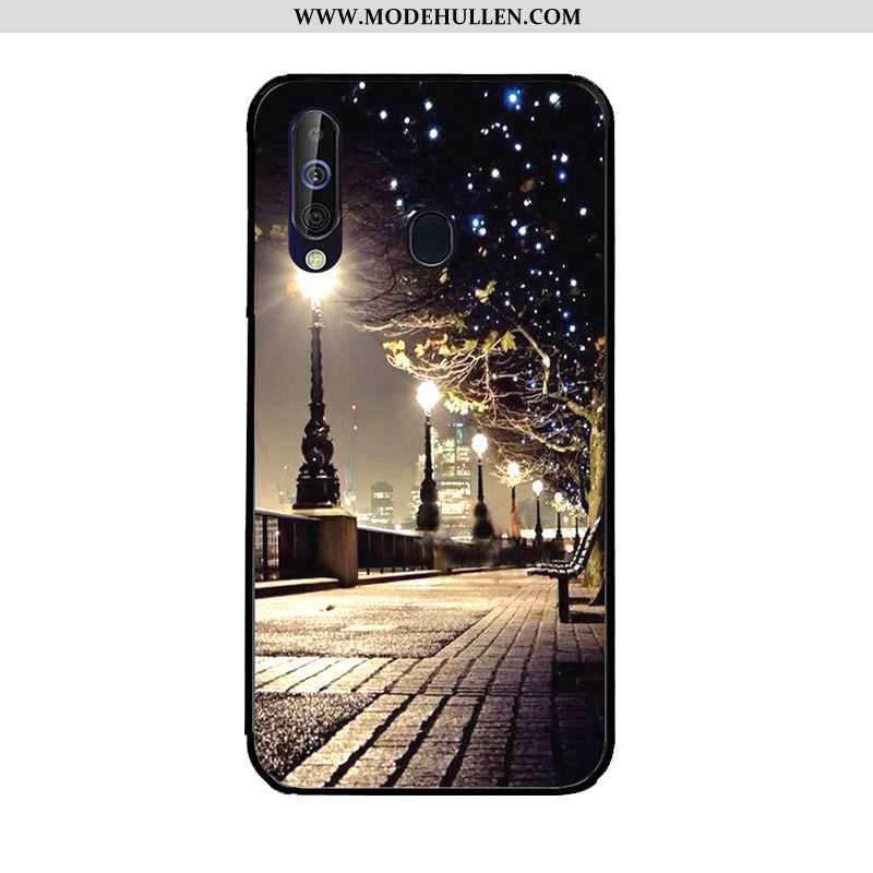 Hülle Samsung Galaxy A60 Schutz Weiche Angepasst Sterne Gemalt Farbe Dunkelblau