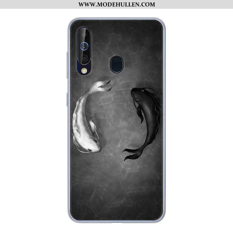 Hülle Samsung Galaxy A60 Silikon Schutz Case Anti-sturz Schwarz Karikatur