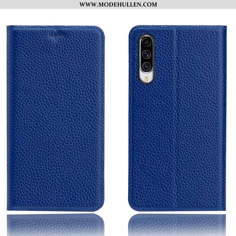 Hülle Samsung Galaxy A70 Lederhülle Muster Schutz Handy Braun Case