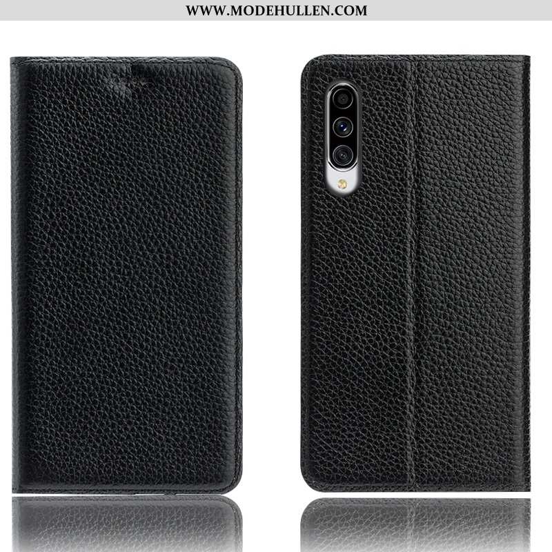 Hülle Samsung Galaxy A70 Lederhülle Muster Schutz Handy Braun Case