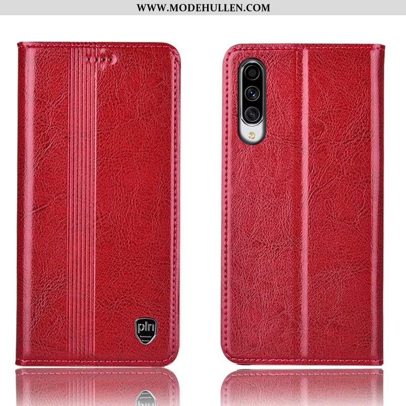 Hülle Samsung Galaxy A70 Schutz Lederhülle Handy Case Braun Anti-sturz