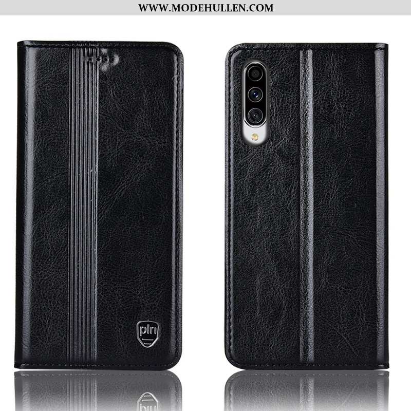 Hülle Samsung Galaxy A70 Schutz Lederhülle Handy Case Braun Anti-sturz