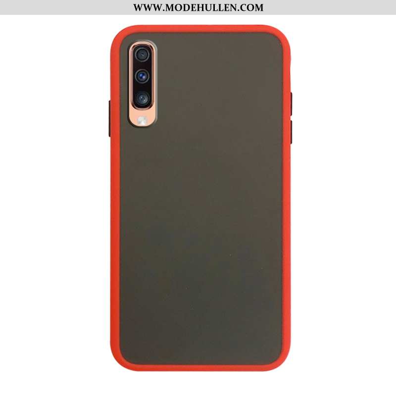 Hülle Samsung Galaxy A70 Schutz Nubuck Sterne Case Neu Rot Rote