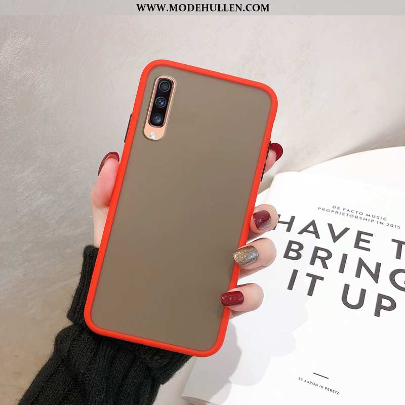 Hülle Samsung Galaxy A70 Schutz Nubuck Sterne Case Neu Rot Rote