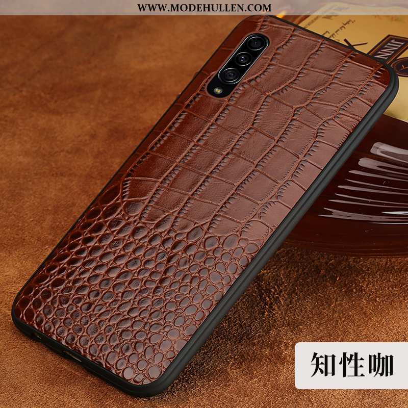 Hülle Samsung Galaxy A70 Trend Schutz Krokodilmuster Persönlichkeit Handy Business Braun