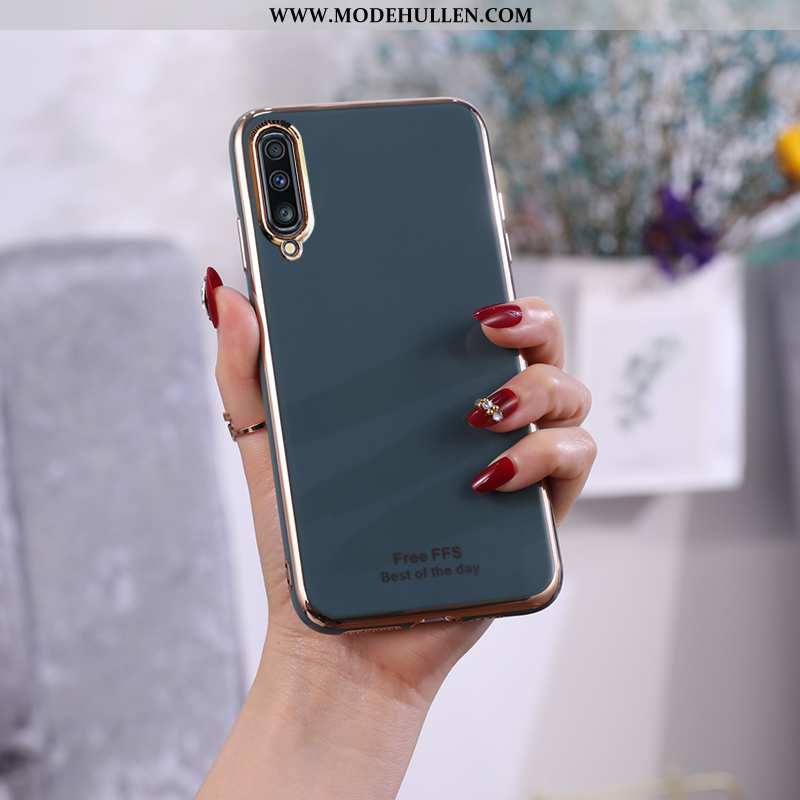 Hülle Samsung Galaxy A70 Trend Super Kuh Schutz Grau Case Grün