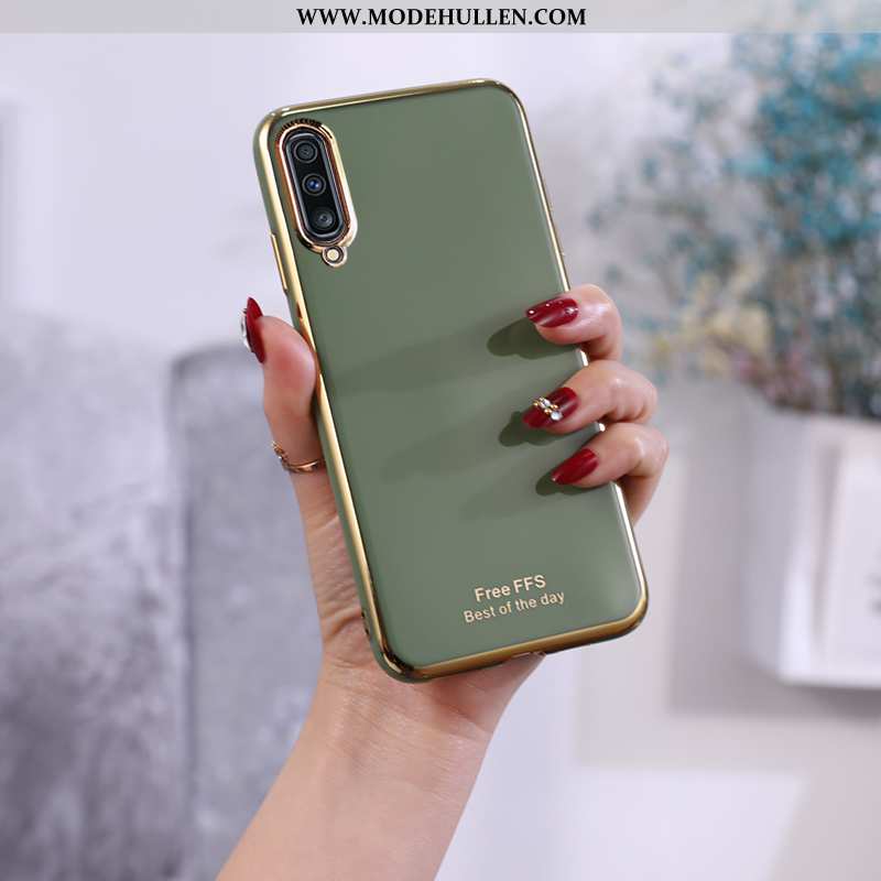 Hülle Samsung Galaxy A70 Trend Super Kuh Schutz Grau Case Grün