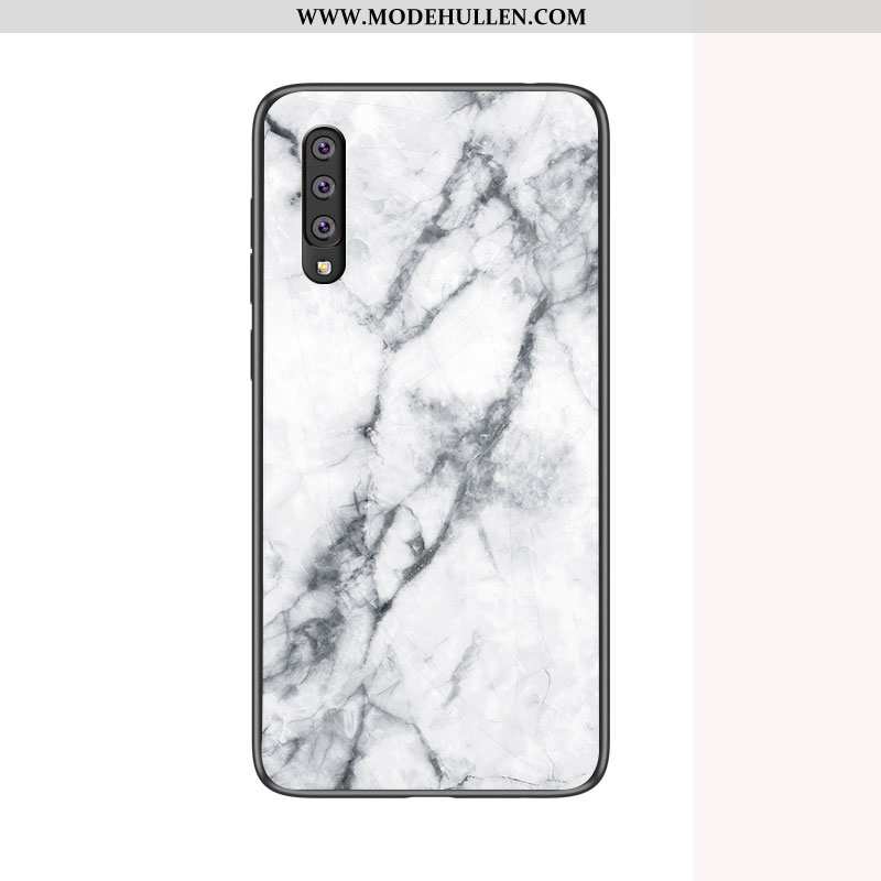 Hülle Samsung Galaxy A70 Weiche Schutz Glas Handy Case Schwer Blau