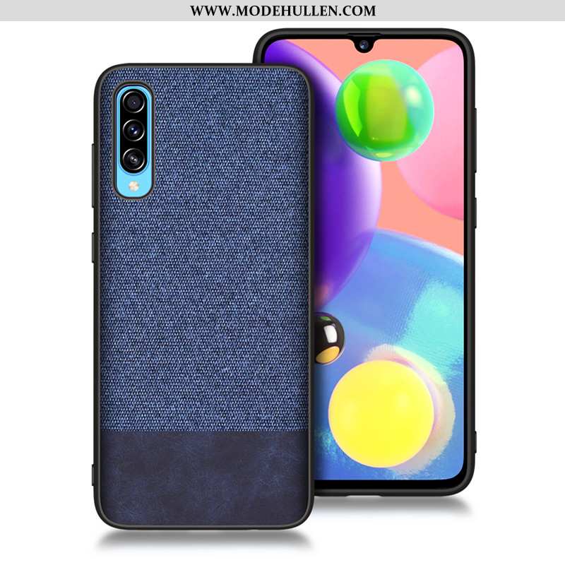 Hülle Samsung Galaxy A70 Weiche Silikon Case Stoff Anti-sturz Muster Schutz Blau