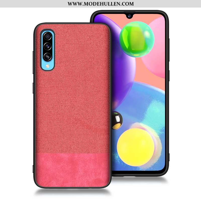 Hülle Samsung Galaxy A70 Weiche Silikon Case Stoff Anti-sturz Muster Schutz Blau