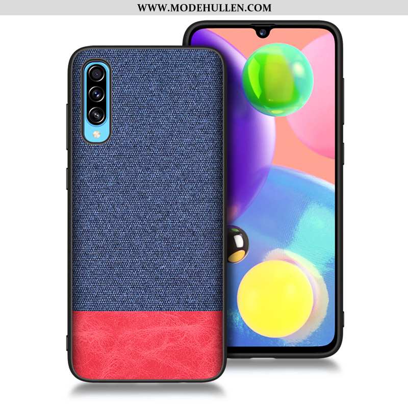 Hülle Samsung Galaxy A70 Weiche Silikon Case Stoff Anti-sturz Muster Schutz Blau