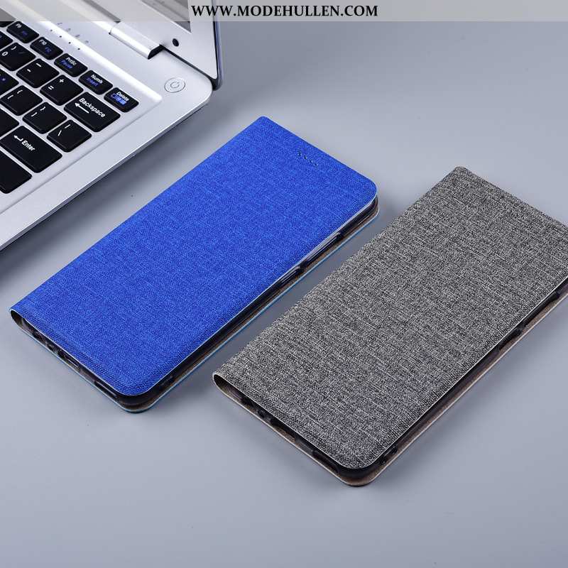 Hülle Samsung Galaxy A70s Baumwolle Und Leinen Schutz Alles Inklusive Handy Case Folio Blau