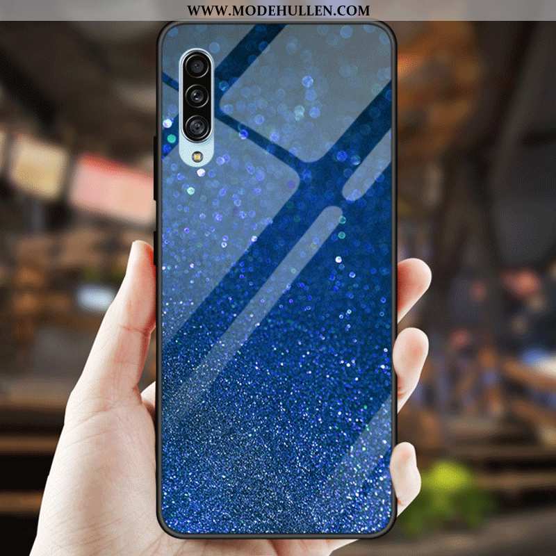 Hülle Samsung Galaxy A70s Kreativ Trend Spiegel Schutz Glas Sterne Temperieren Blau