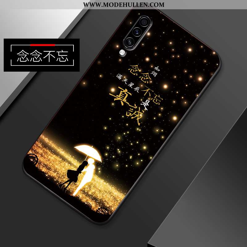 Hülle Samsung Galaxy A70s Schutz Nubuck Sterne Silikon Trend Anti-sturz Case Dunkelblau