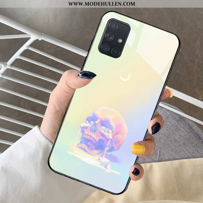 Hülle Samsung Galaxy A71 Glas Karikatur Herz Alles Inklusive Case Sterne Lila