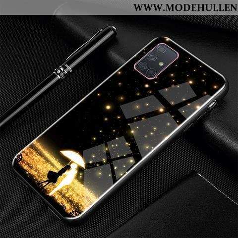 Hülle Samsung Galaxy A71 Glas Persönlichkeit Karikatur Schutz Handy Trend Schwarz