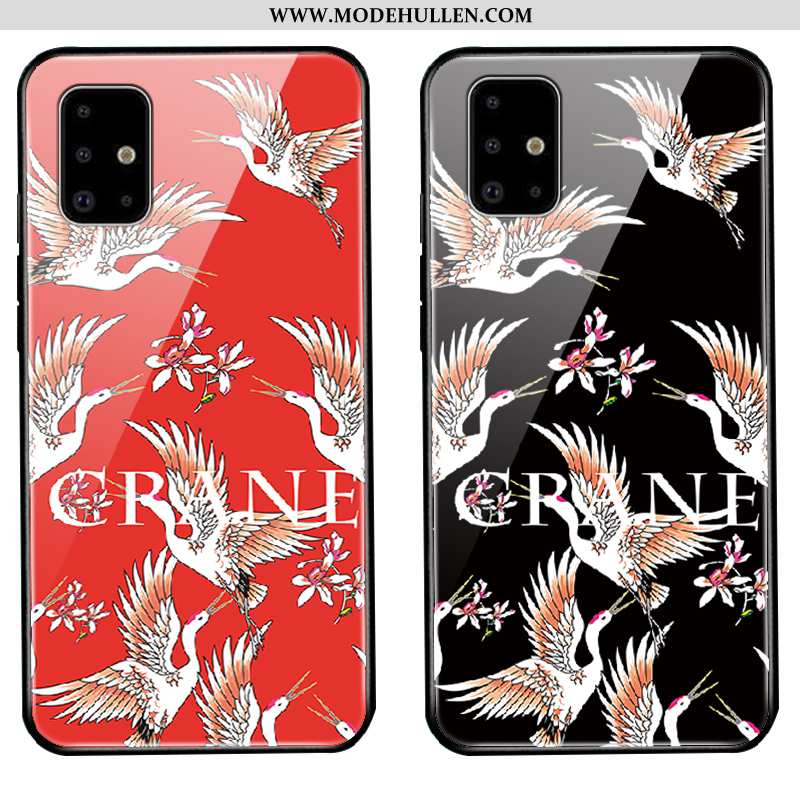 Hülle Samsung Galaxy A71 Schutz Glas Schwarz Sterne Case Wind