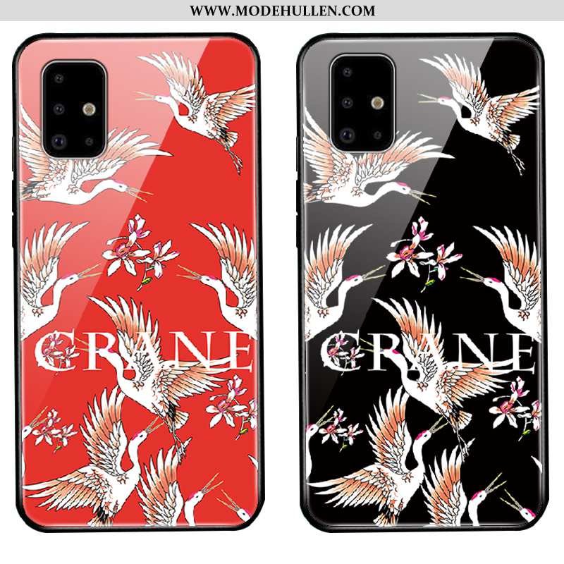 Hülle Samsung Galaxy A71 Schutz Glas Schwarz Sterne Case Wind