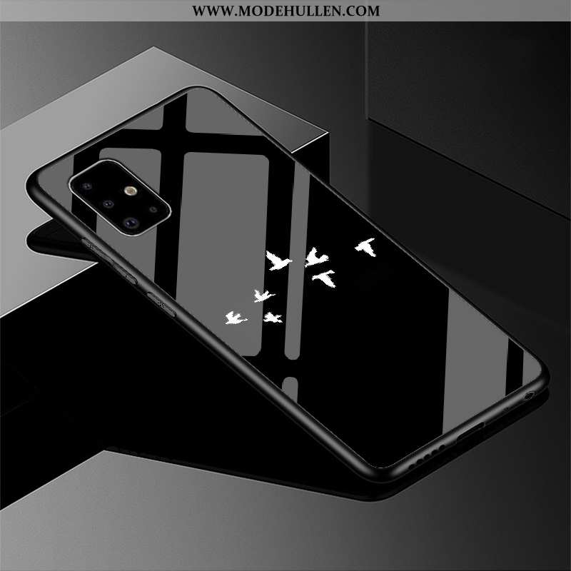 Hülle Samsung Galaxy A71 Schutz Glas Schwarz Sterne Case Wind