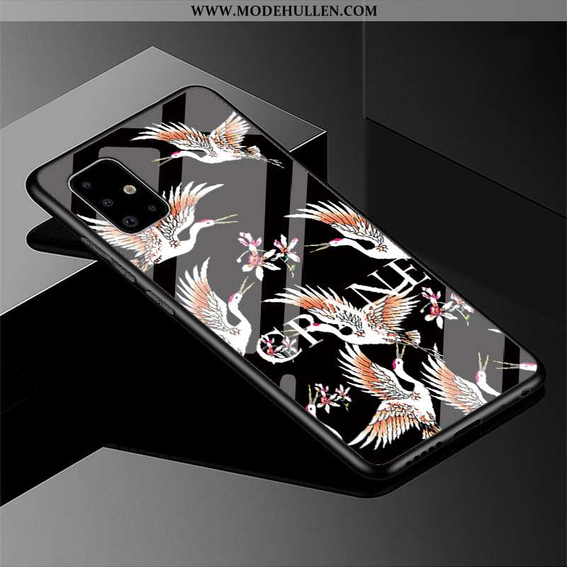 Hülle Samsung Galaxy A71 Schutz Glas Schwarz Sterne Case Wind