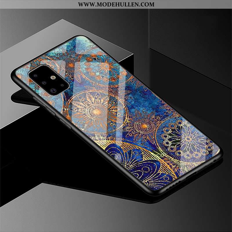 Hülle Samsung Galaxy A71 Schutz Glas Schwarz Sterne Case Wind