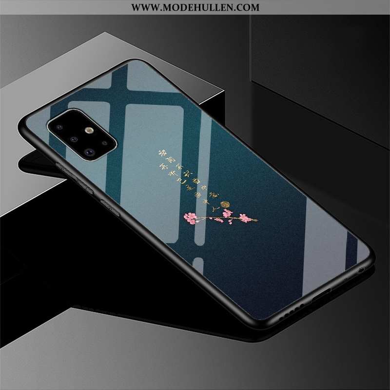 Hülle Samsung Galaxy A71 Schutz Glas Schwarz Sterne Case Wind