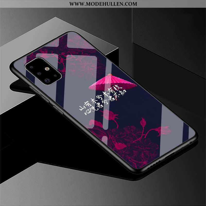 Hülle Samsung Galaxy A71 Schutz Glas Schwarz Sterne Case Wind