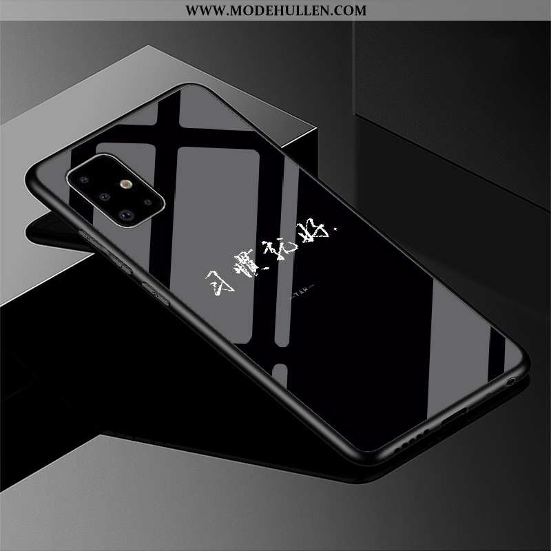 Hülle Samsung Galaxy A71 Schutz Glas Schwarz Sterne Case Wind