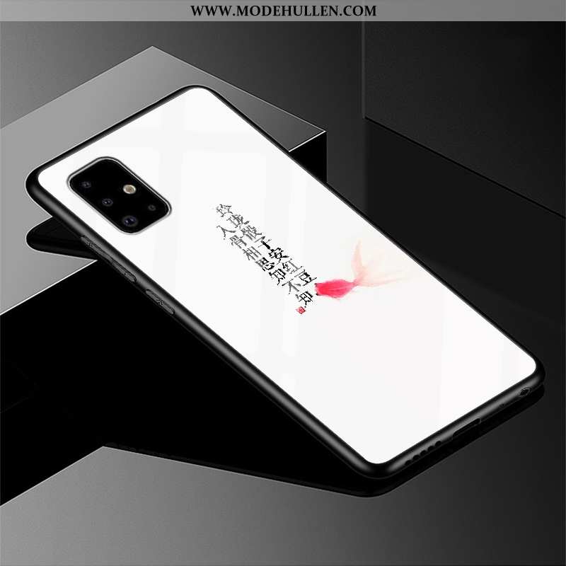 Hülle Samsung Galaxy A71 Schutz Glas Schwarz Sterne Case Wind