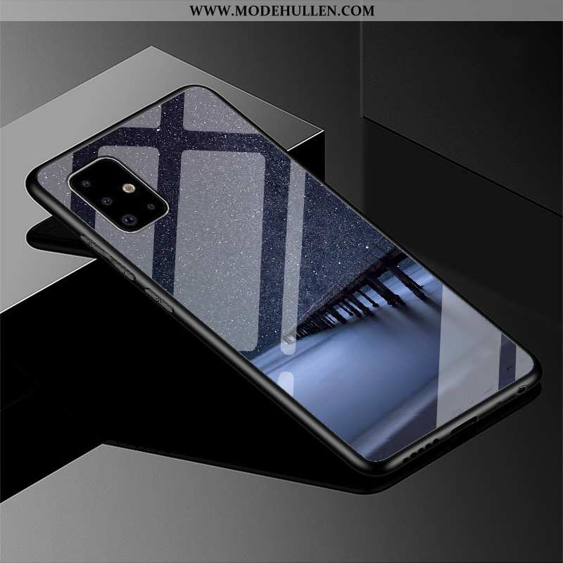 Hülle Samsung Galaxy A71 Schutz Glas Schwarz Sterne Case Wind