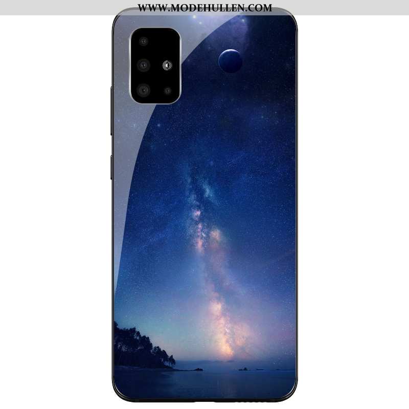 Hülle Samsung Galaxy A71 Silikon Schutz Sterne Persönlichkeit Glas Case Anti-sturz Blau