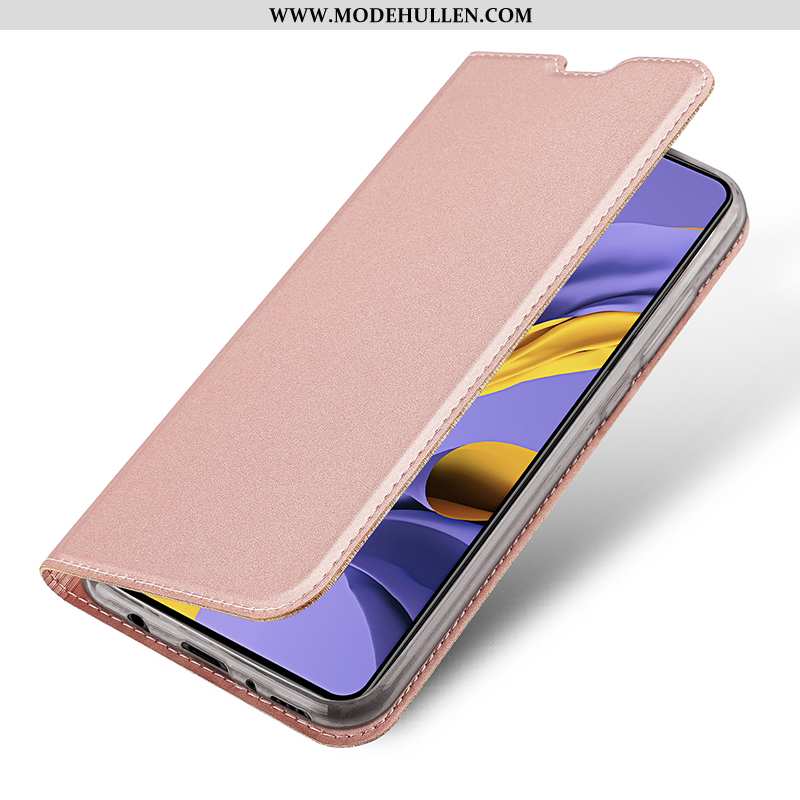 Hülle Samsung Galaxy A71 Super Dünne Karte Handy Lederhülle Folio Rosa
