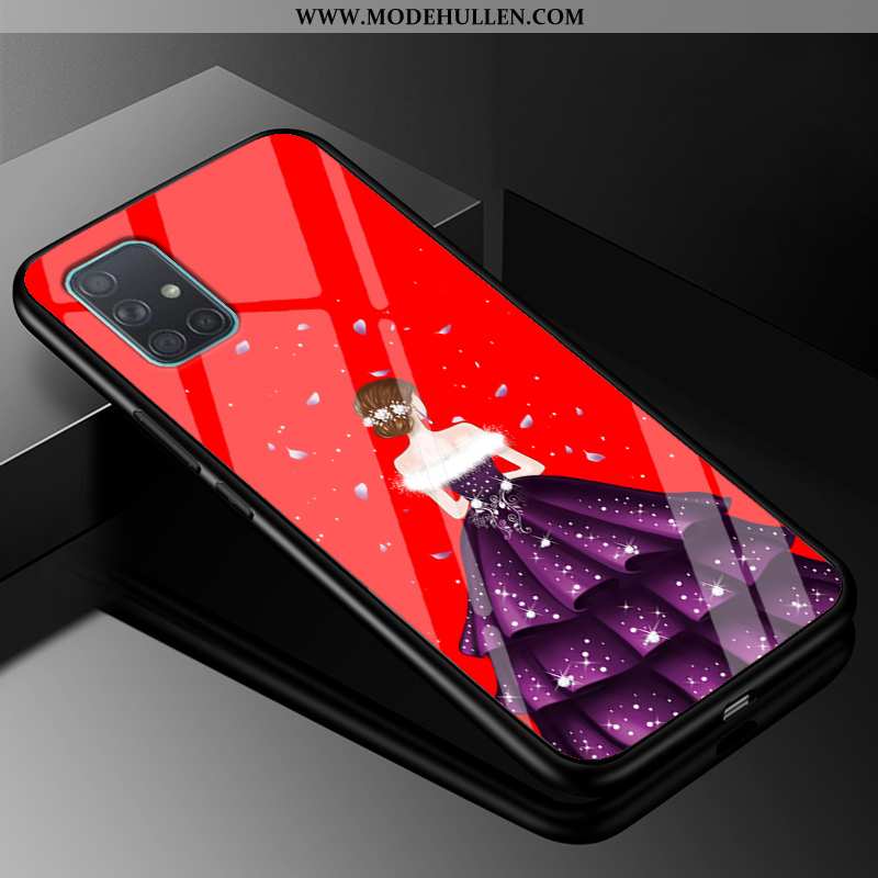 Hülle Samsung Galaxy A71 Trend Weiche Glas Handy Silikon Sterne Rote