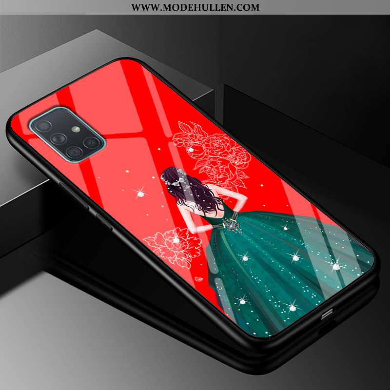 Hülle Samsung Galaxy A71 Trend Weiche Glas Handy Silikon Sterne Rote