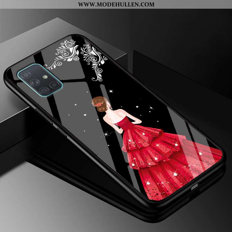 Hülle Samsung Galaxy A71 Trend Weiche Glas Handy Silikon Sterne Rote