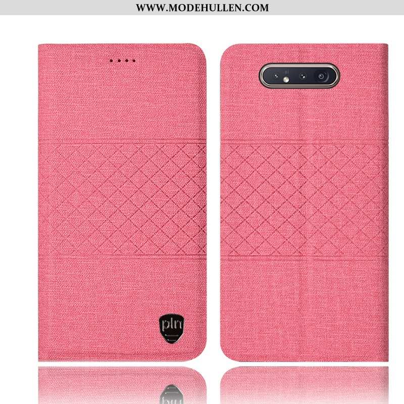 Hülle Samsung Galaxy A80 Baumwolle Und Leinen Lederhülle Alles Inklusive Schutz Blau Case